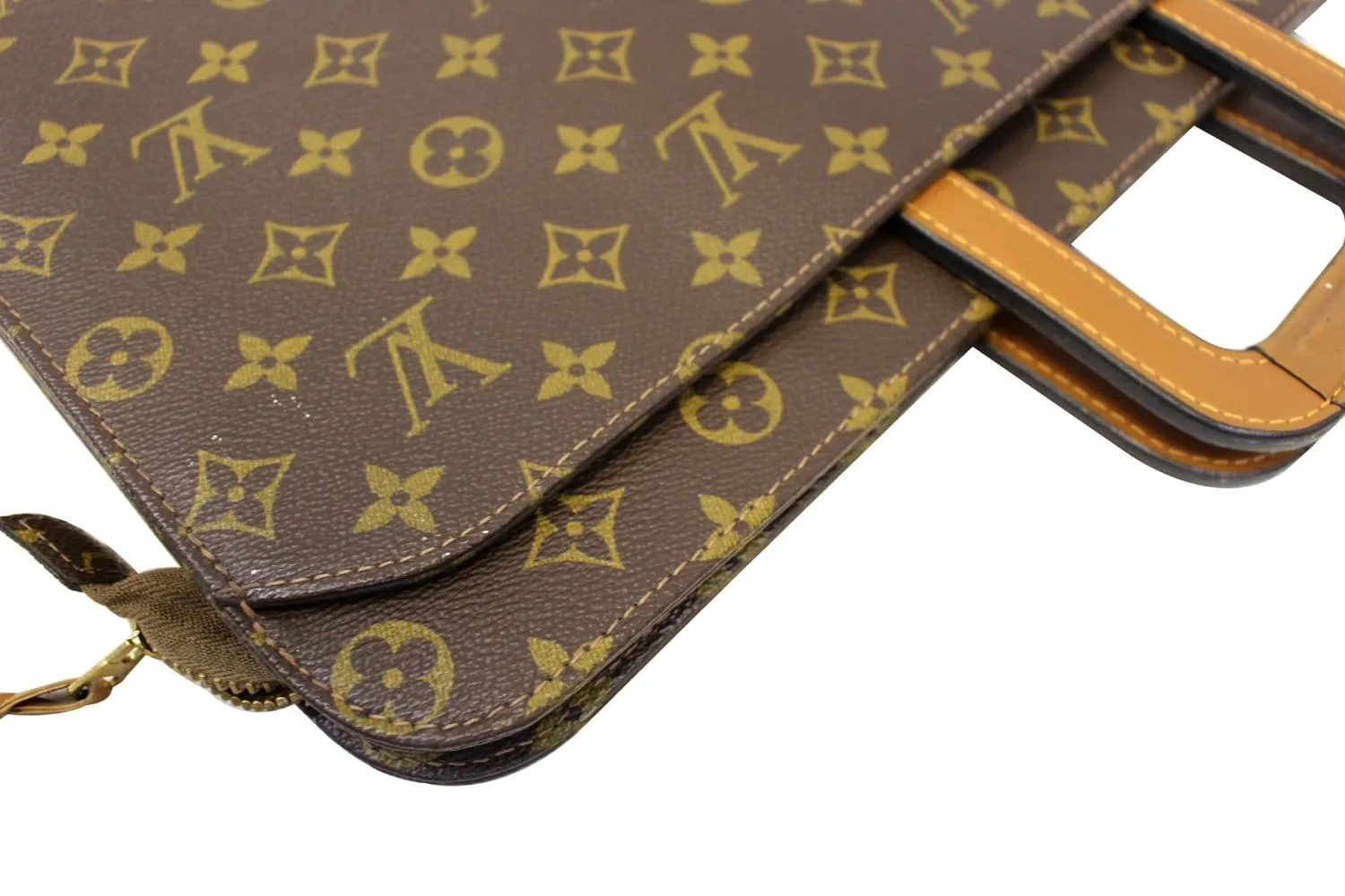 LOUIS VUITTON Monogram Canvas Brown Document Briefcase Bag Vintage - Sale