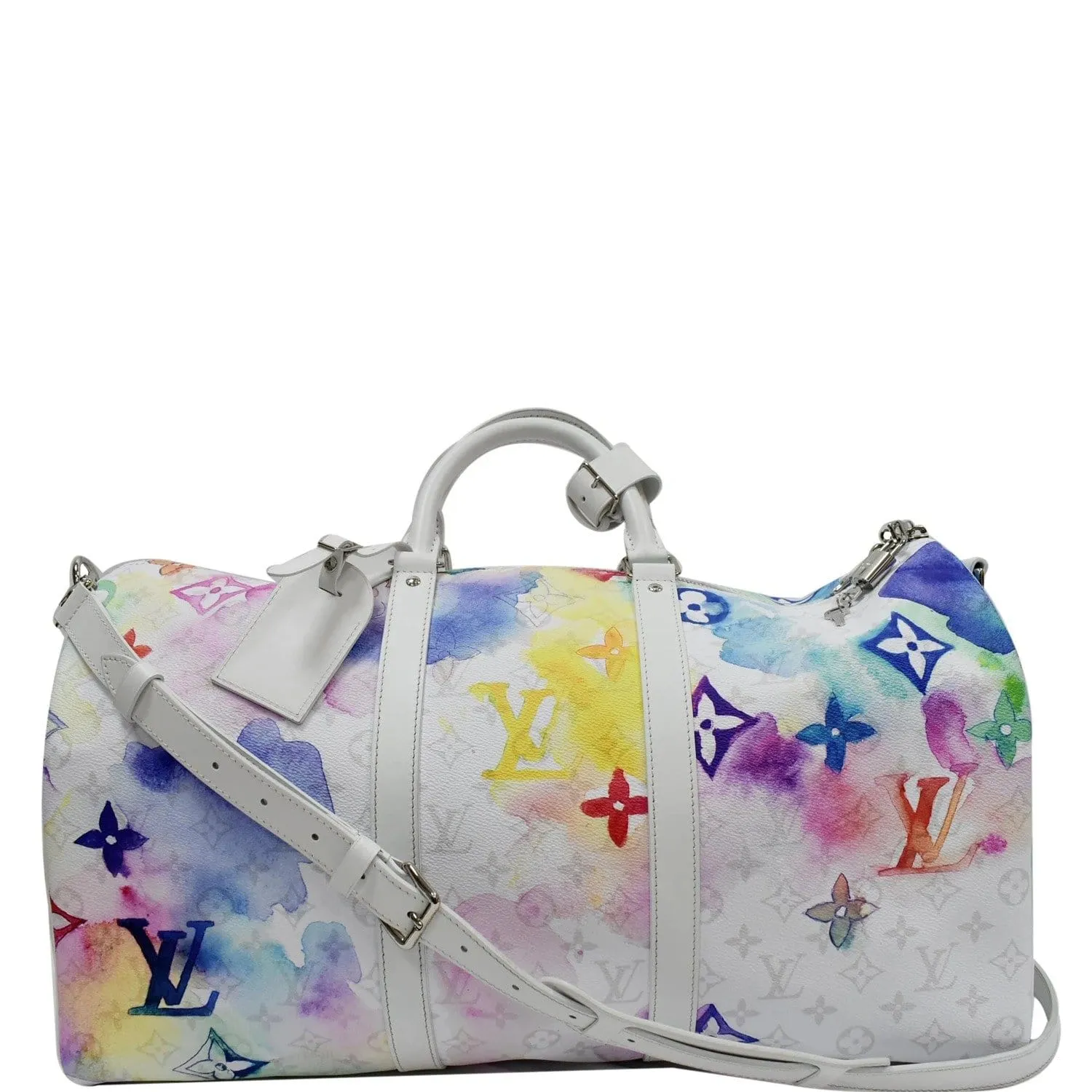 LOUIS VUITTON Watercolor Keepall 50 Bandouliere Monogram Travel Bag Multi