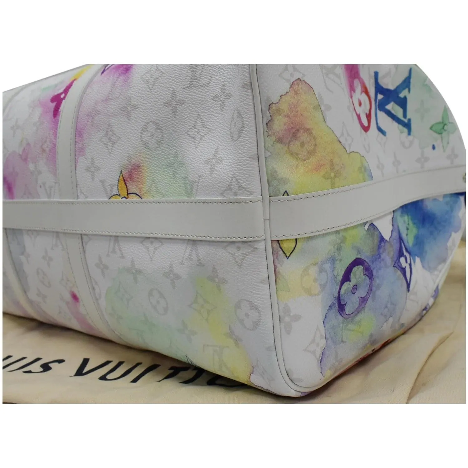 LOUIS VUITTON Watercolor Keepall 50 Bandouliere Monogram Travel Bag Multi