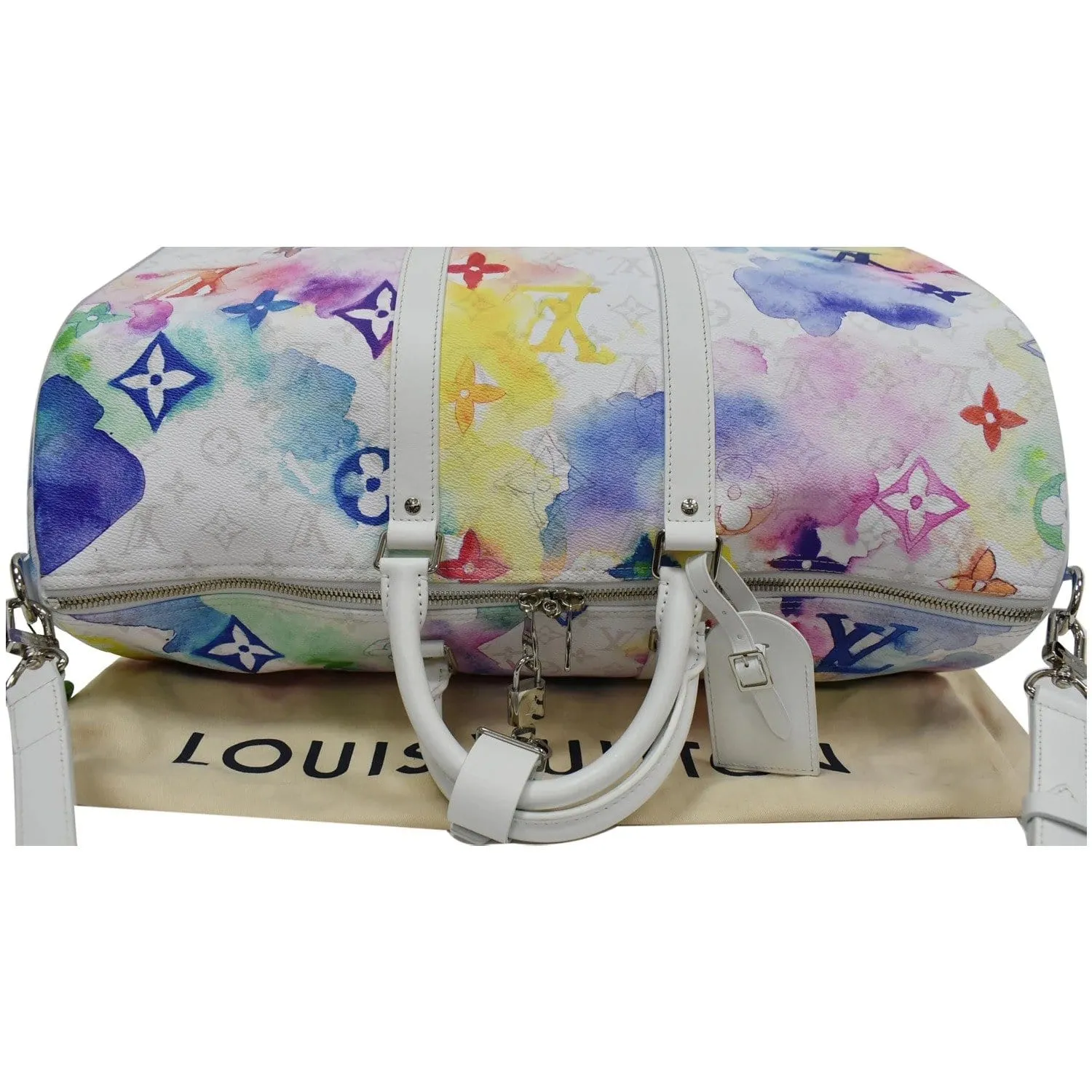 LOUIS VUITTON Watercolor Keepall 50 Bandouliere Monogram Travel Bag Multi