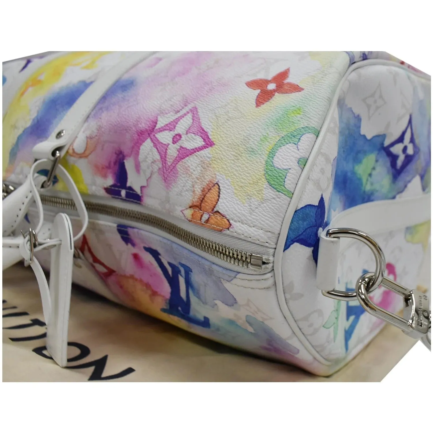 LOUIS VUITTON Watercolor Keepall 50 Bandouliere Monogram Travel Bag Multi