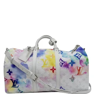LOUIS VUITTON Watercolor Keepall 50 Bandouliere Monogram Travel Bag Multi