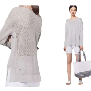 Lululemon Well Being Sweater Heathered Lavender Grey Perforated size 6