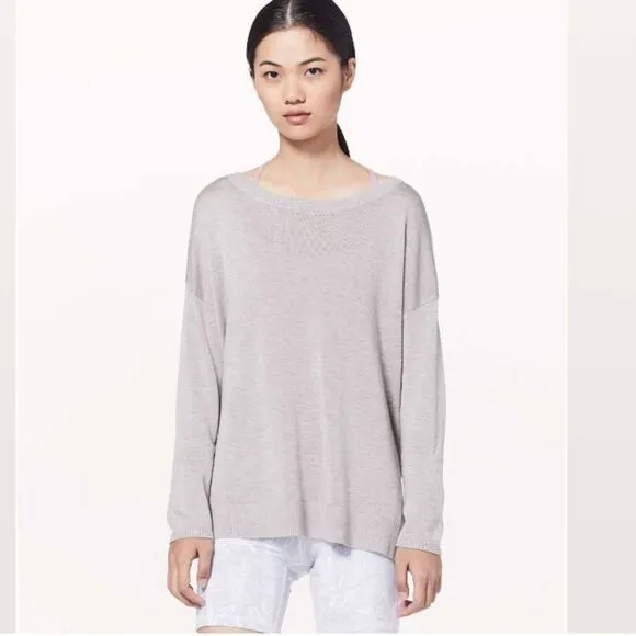 Lululemon Well Being Sweater Heathered Lavender Grey Perforated size 6