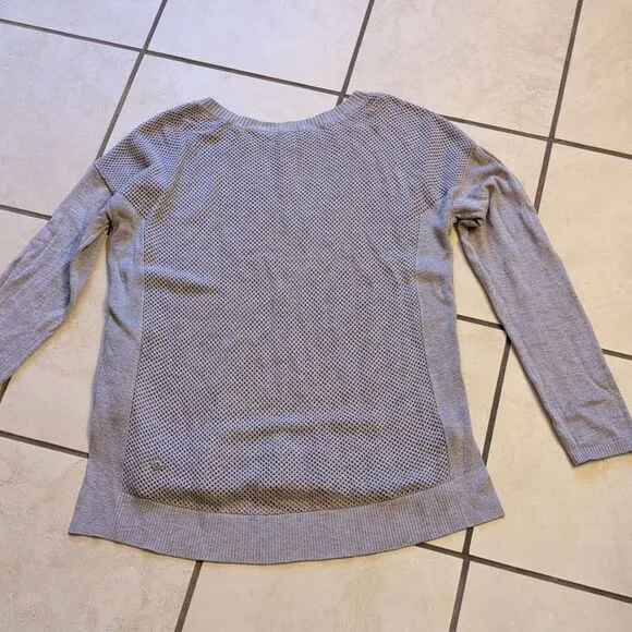Lululemon Well Being Sweater Heathered Lavender Grey Perforated size 6