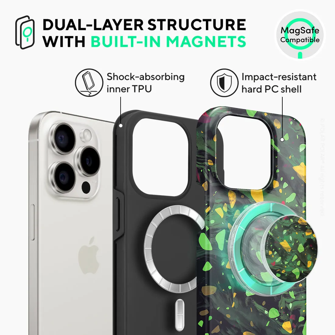 Malachite Terrazzo Gem - iPhone 15 Pro Case