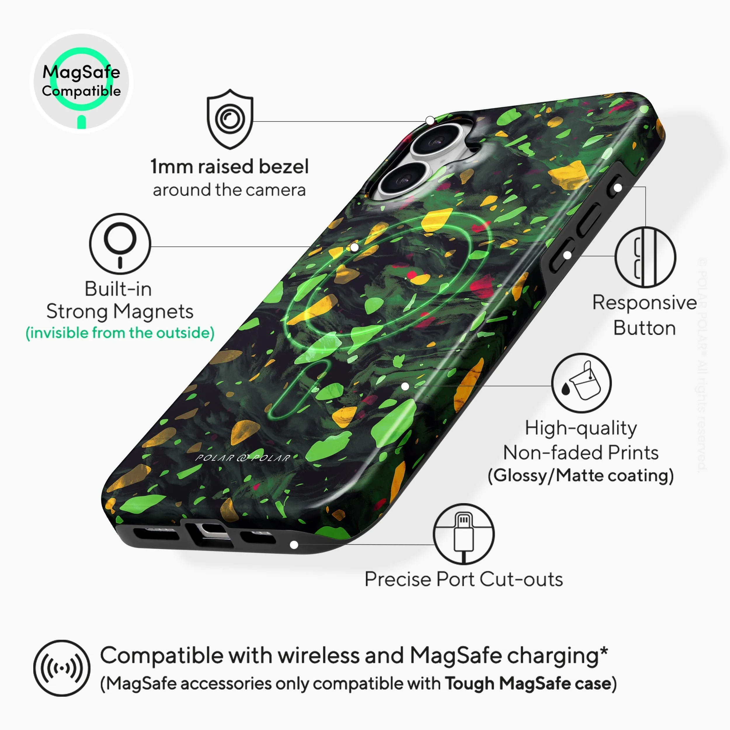 Malachite Terrazzo Gem - iPhone 16 Plus Case