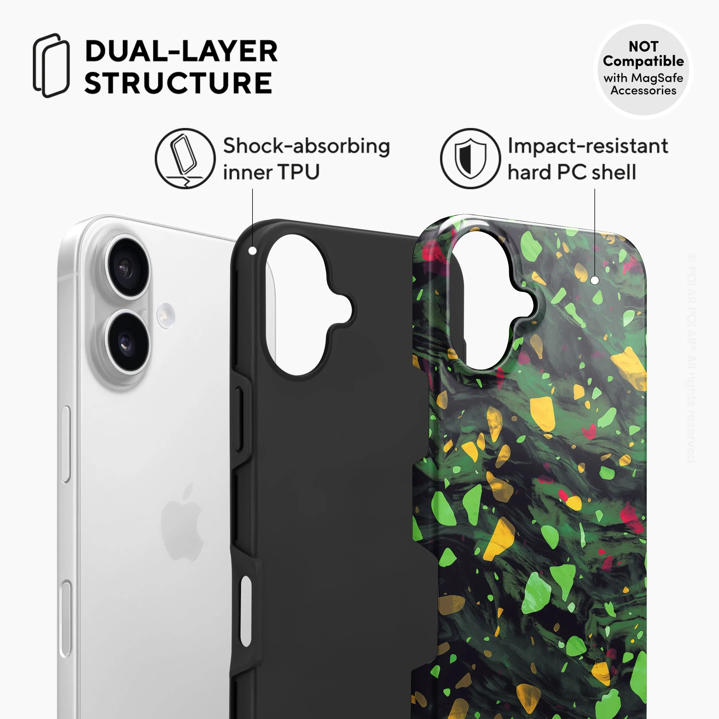 Malachite Terrazzo Gem - iPhone 16 Plus Case
