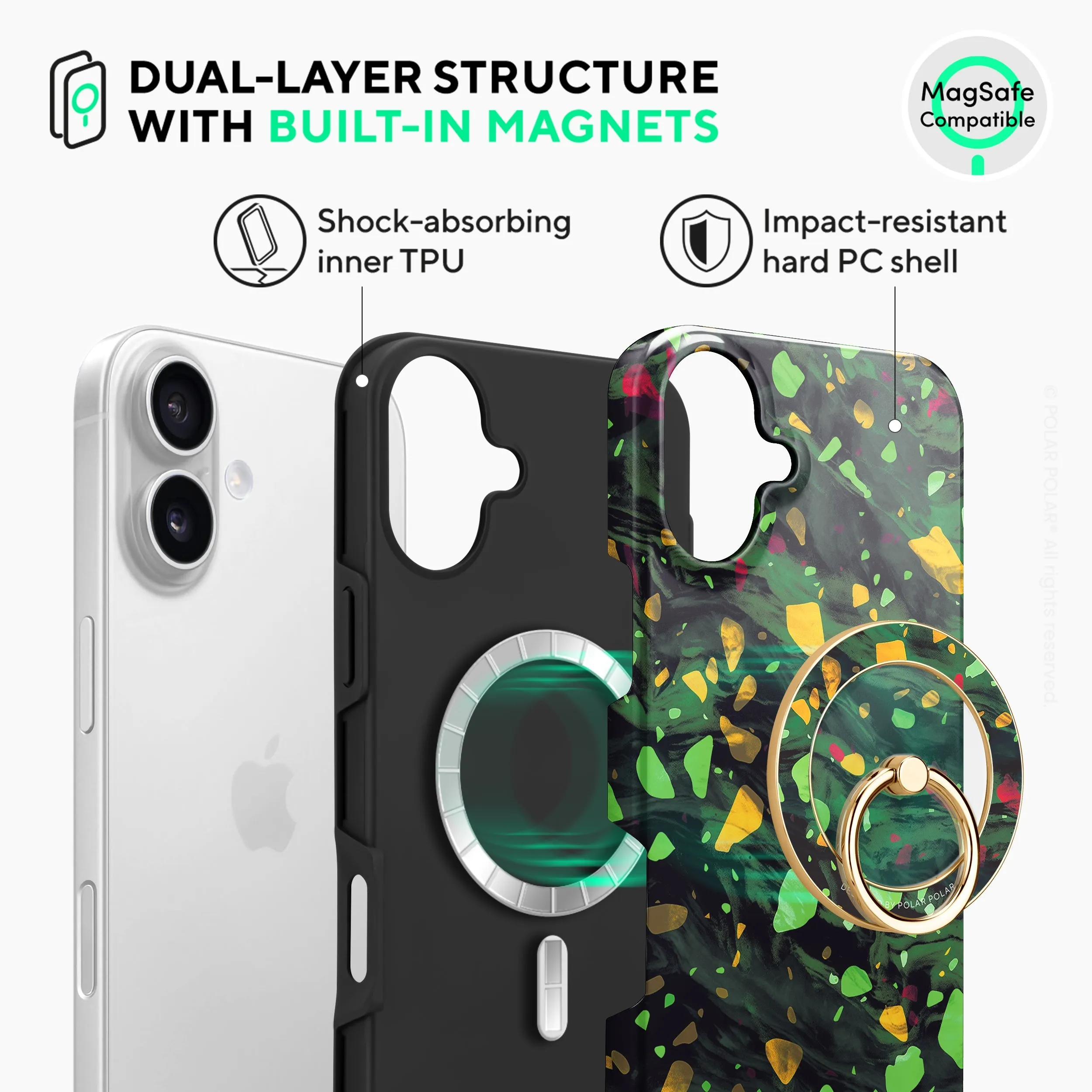 Malachite Terrazzo Gem - iPhone 16 Plus Case