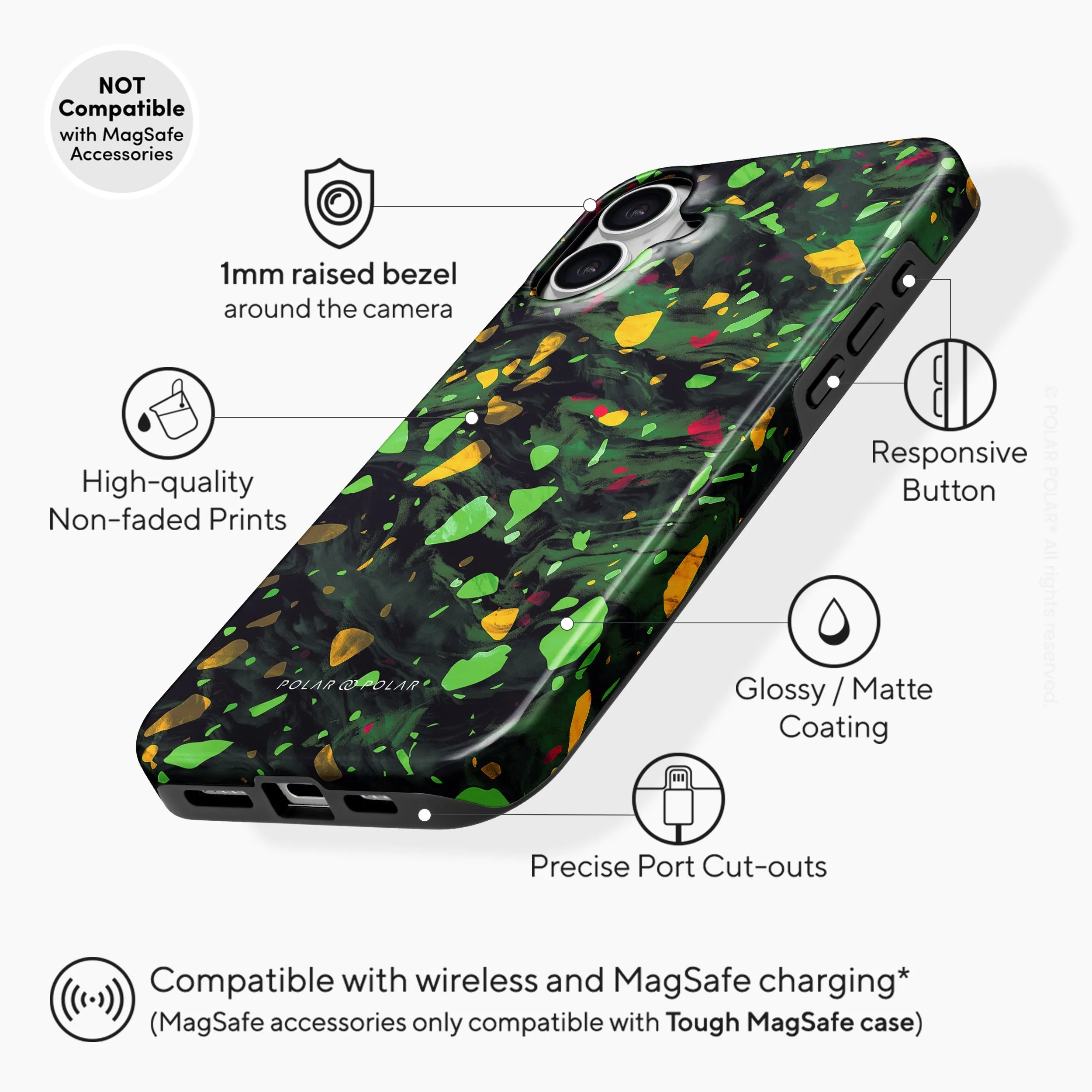 Malachite Terrazzo Gem - iPhone 16 Plus Case