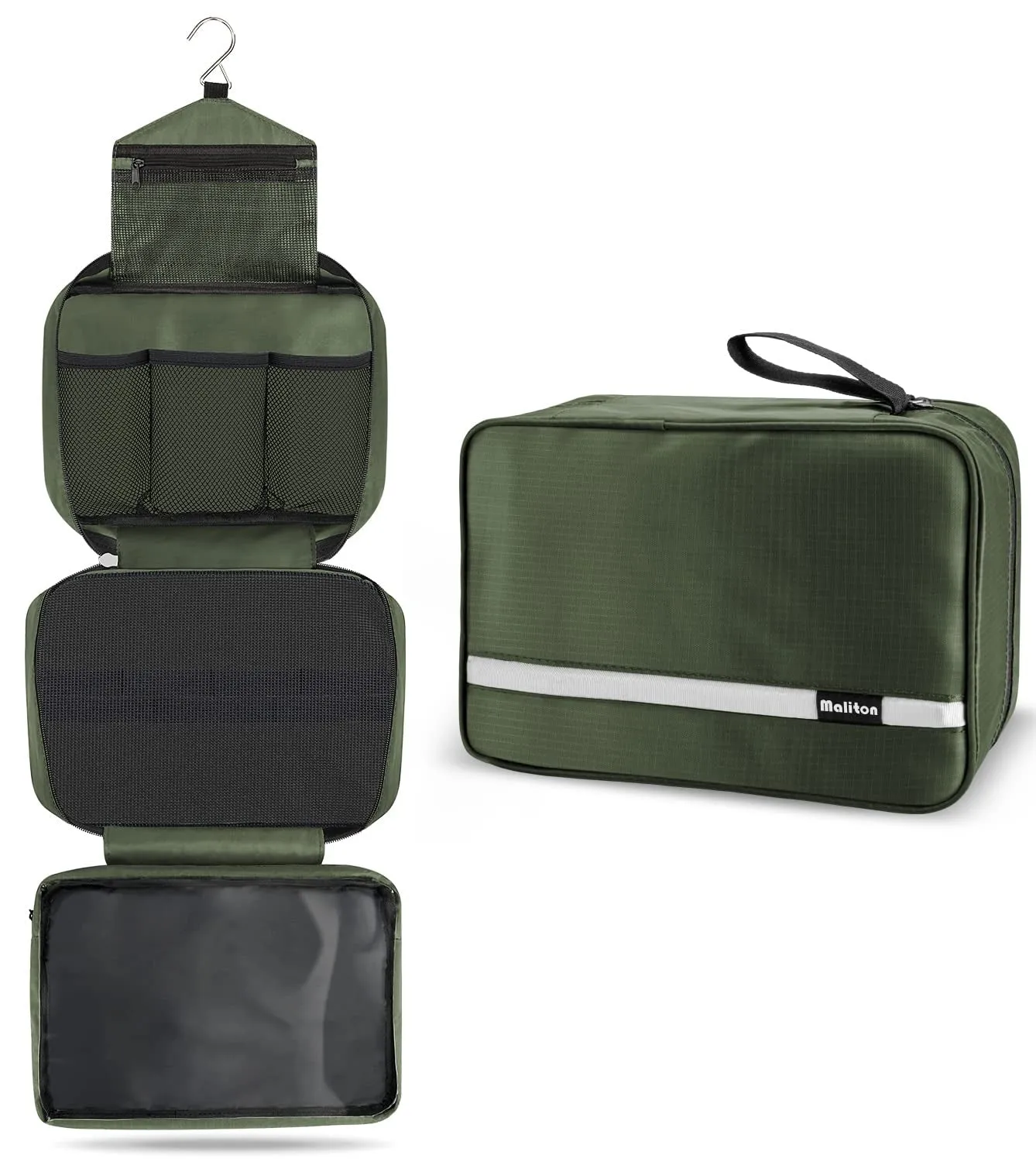 Maliton Toiletry Bag for Men & Women - Large Hanging Compact Hygiene Bag