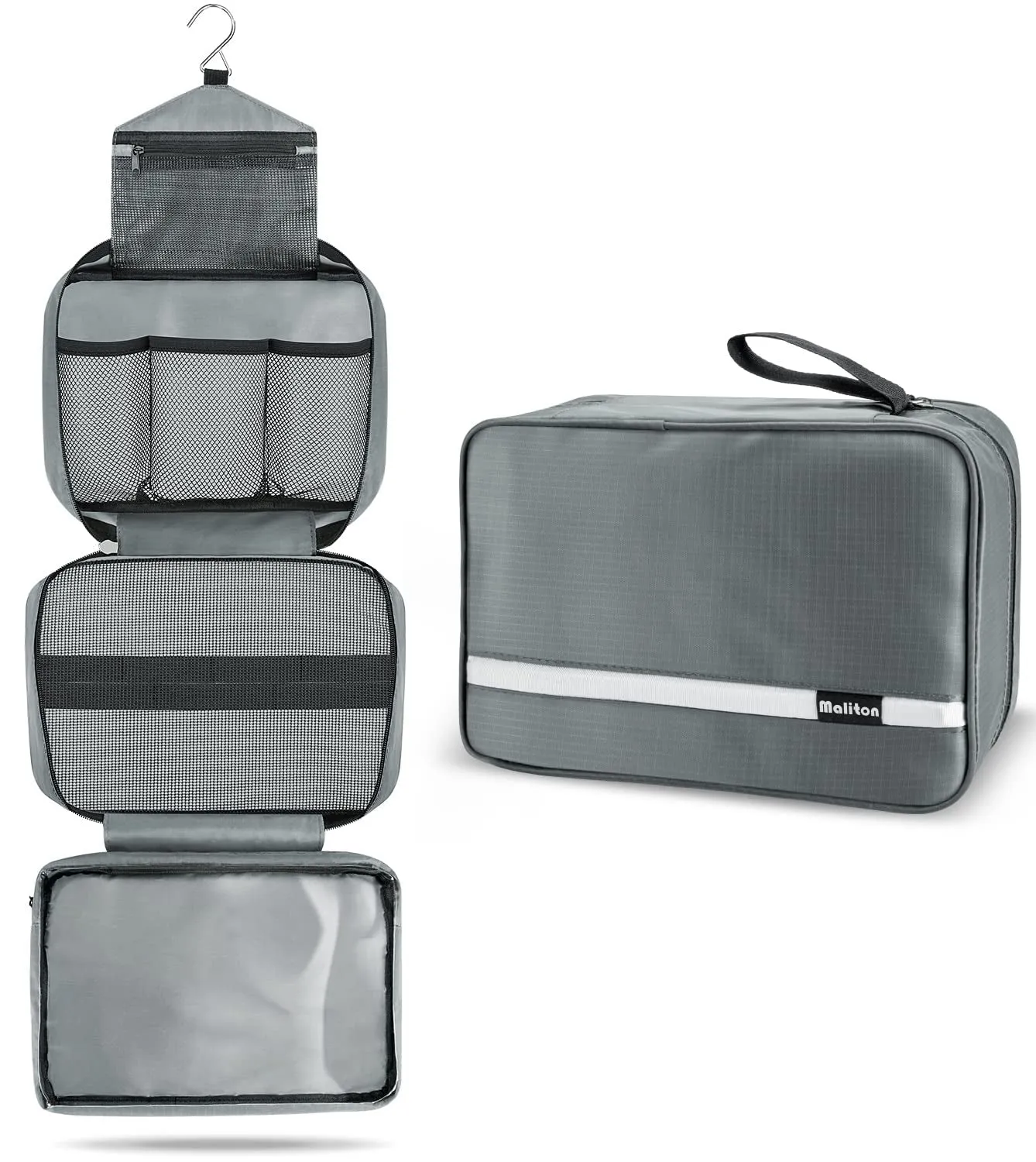 Maliton Toiletry Bag for Men & Women - Large Hanging Compact Hygiene Bag
