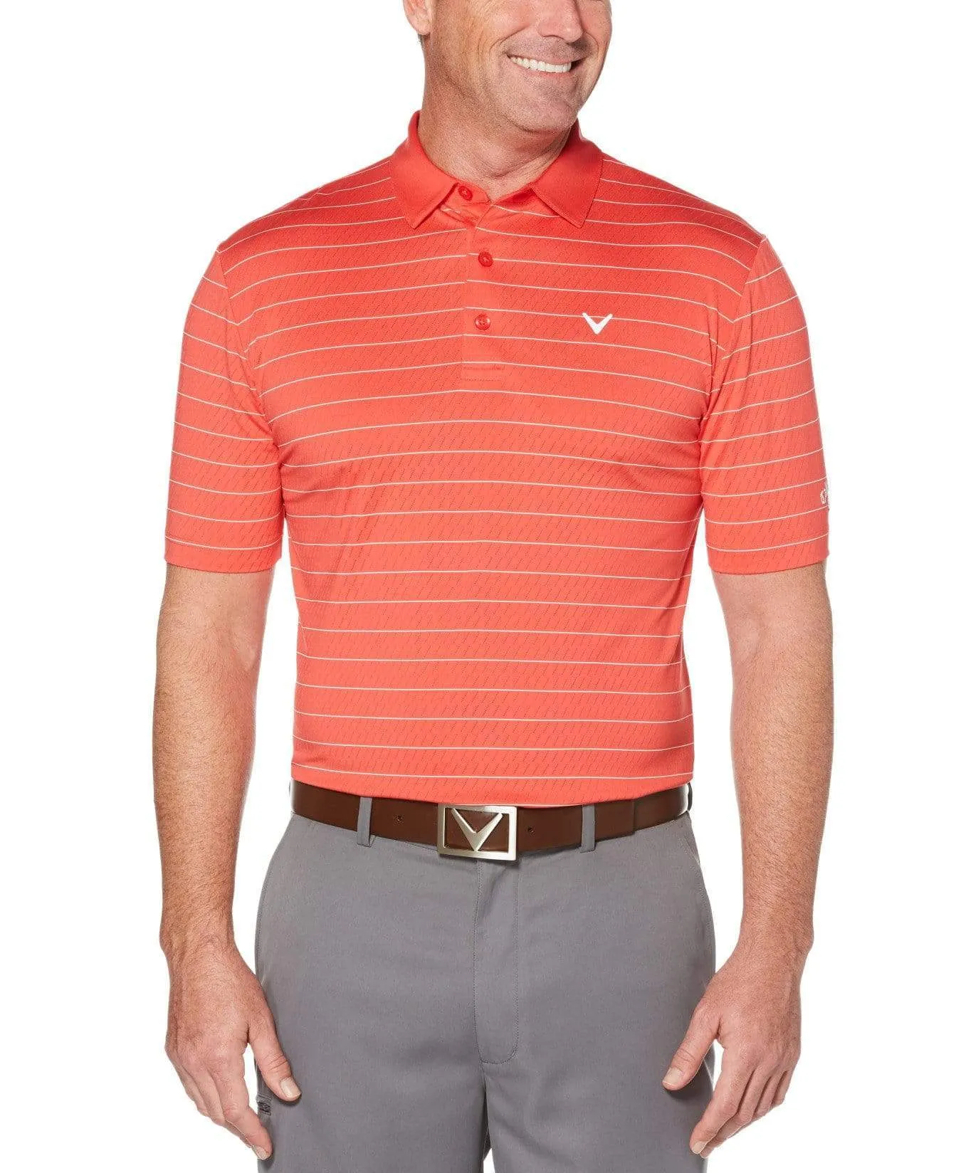 Mens Ventilated Stripe Polo with Chevron