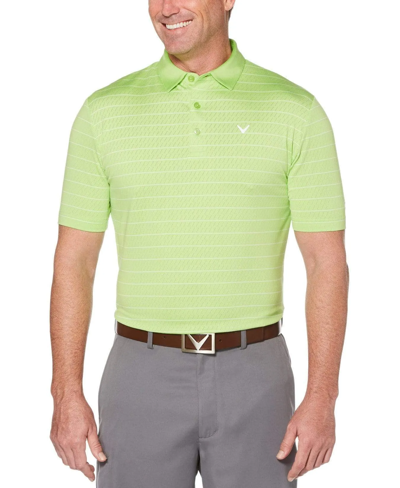 Mens Ventilated Stripe Polo with Chevron