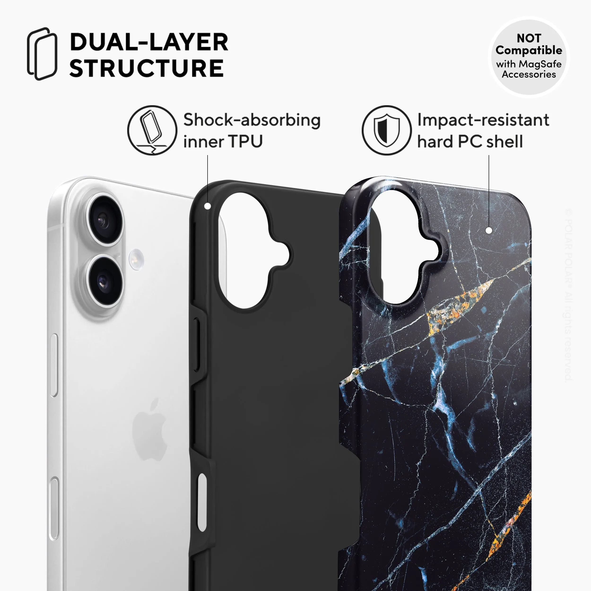 Midnight Marble - iPhone 16 Case