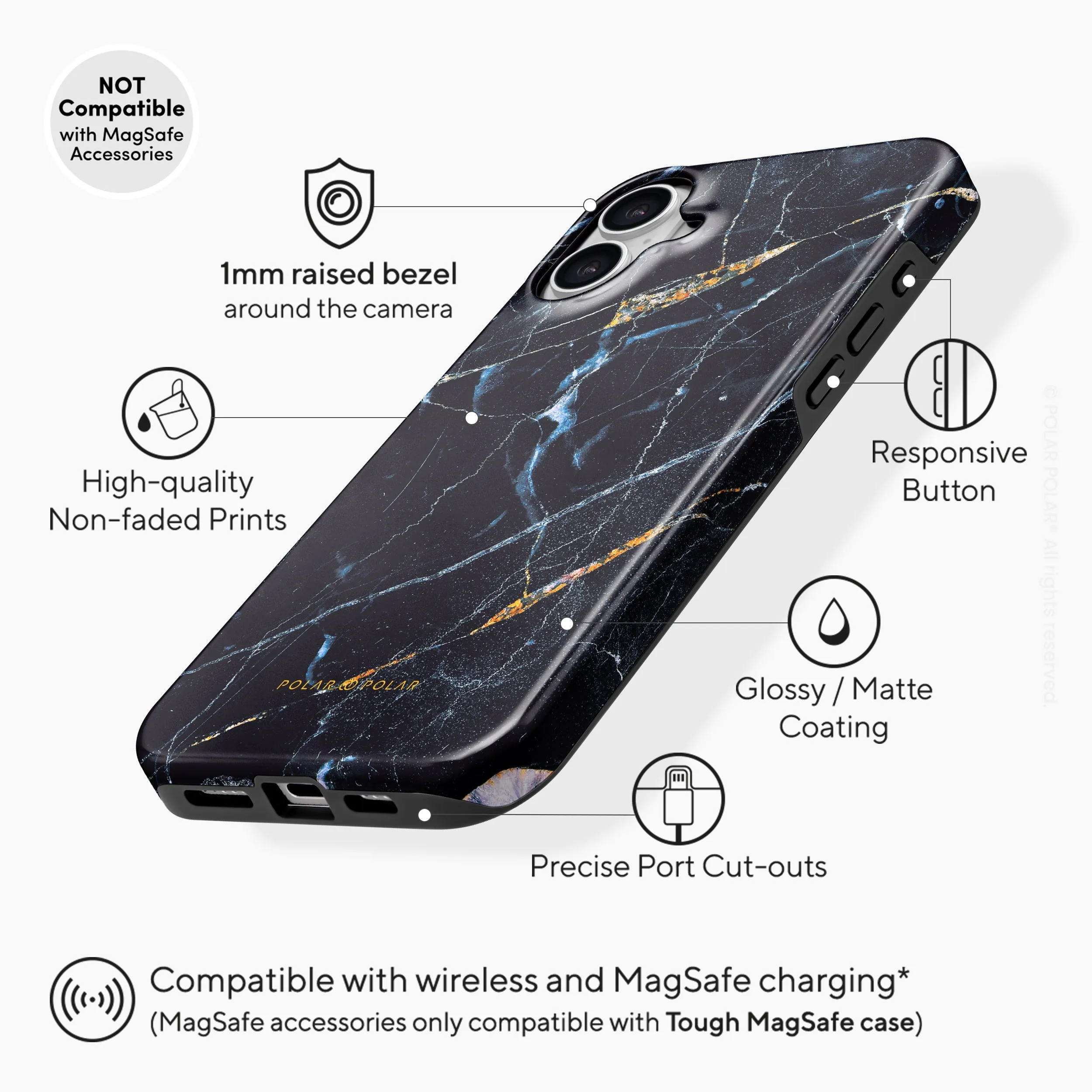 Midnight Marble - iPhone 16 Case