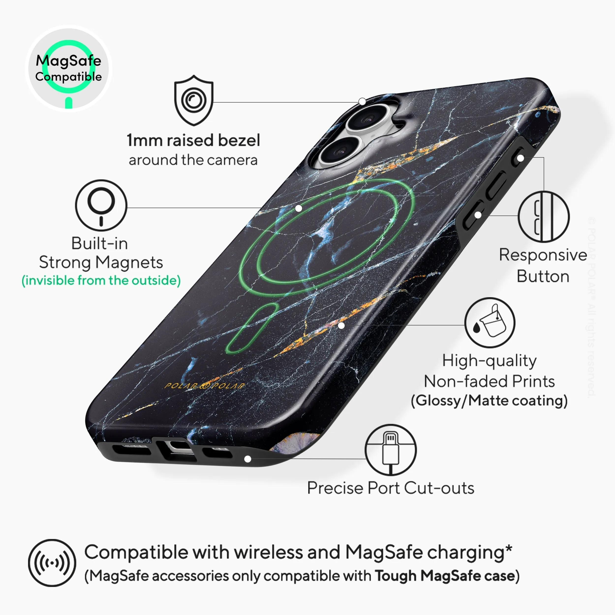 Midnight Marble - iPhone 16 Case