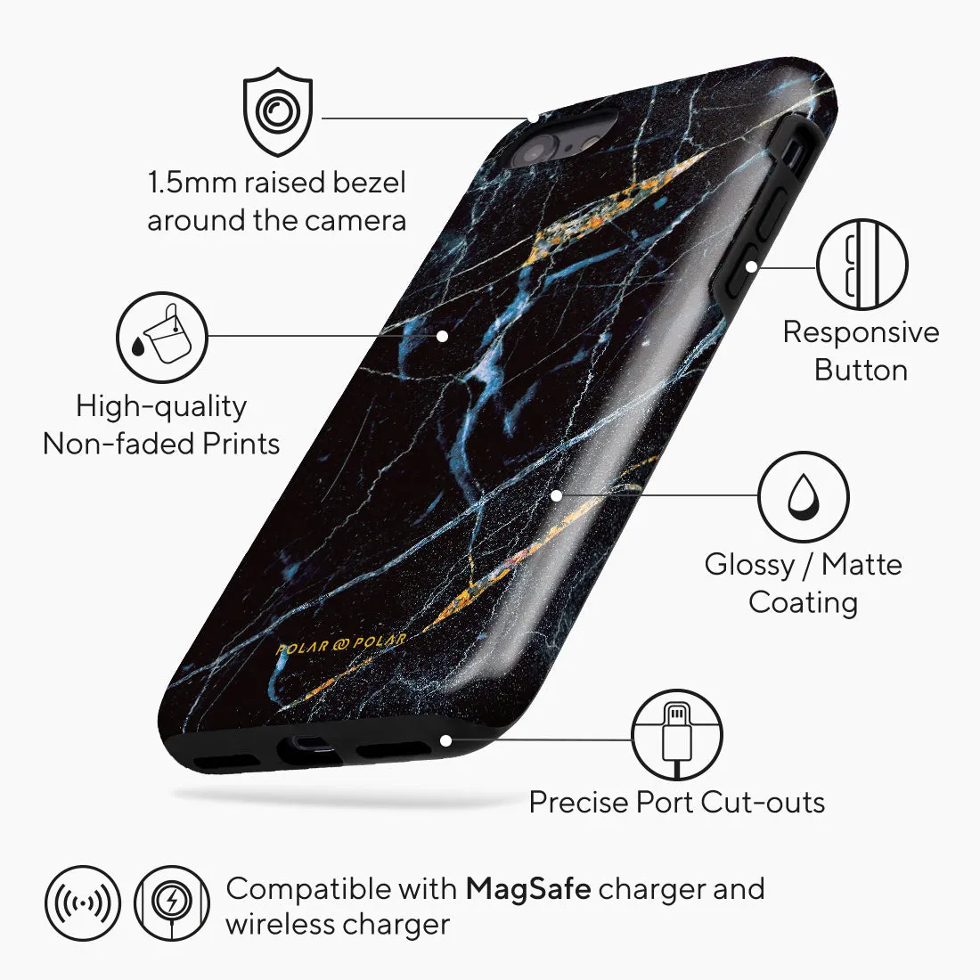 Midnight Marble - iPhone SE3 / SE2 / 8 / 7 Case