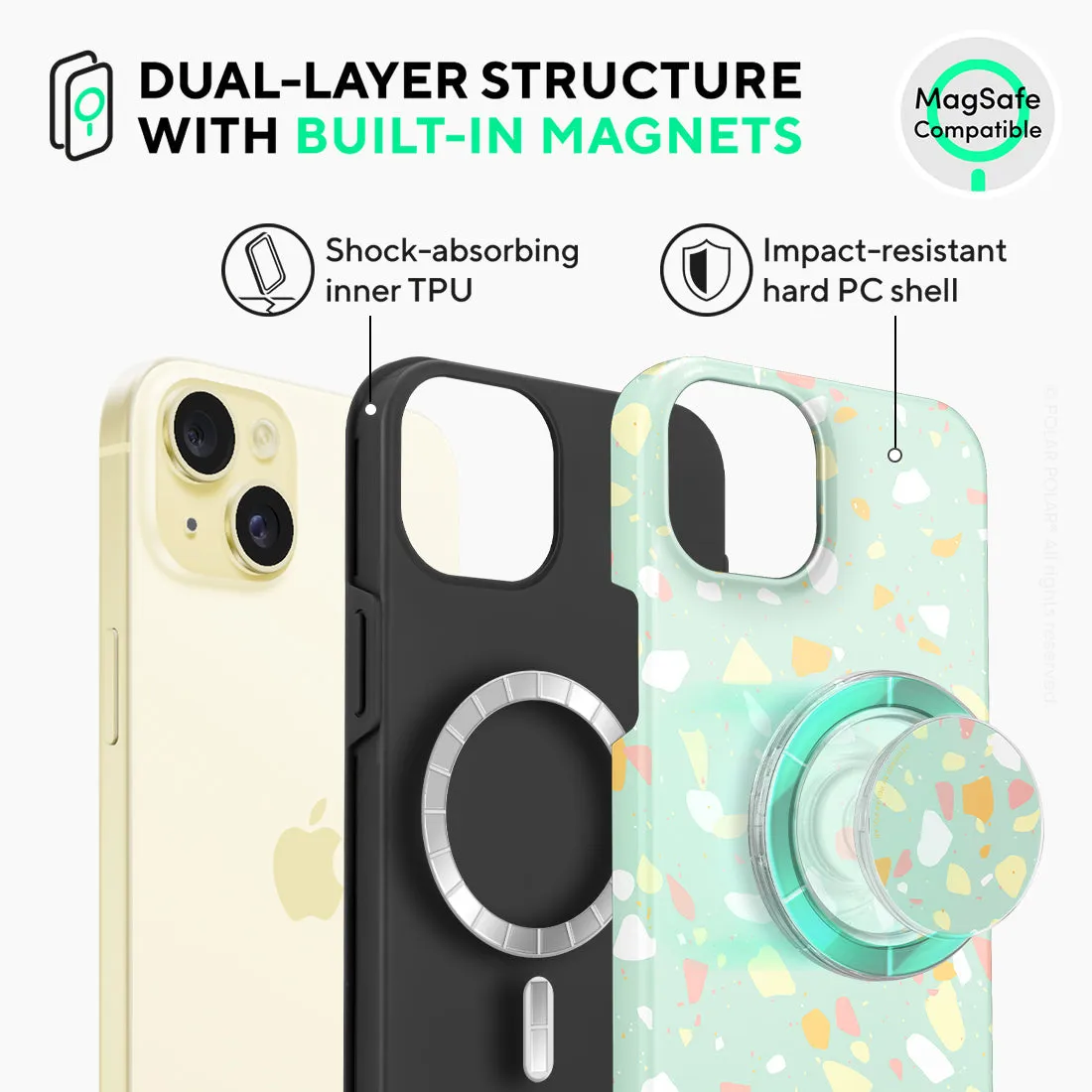 Mist Green Terrazzo Custom - iPhone 15 Plus Case