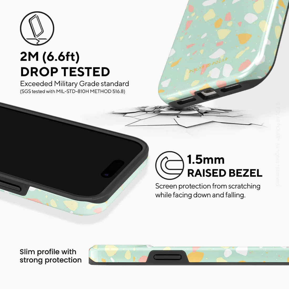 Mist Green Terrazzo Custom - iPhone 15 Plus Case