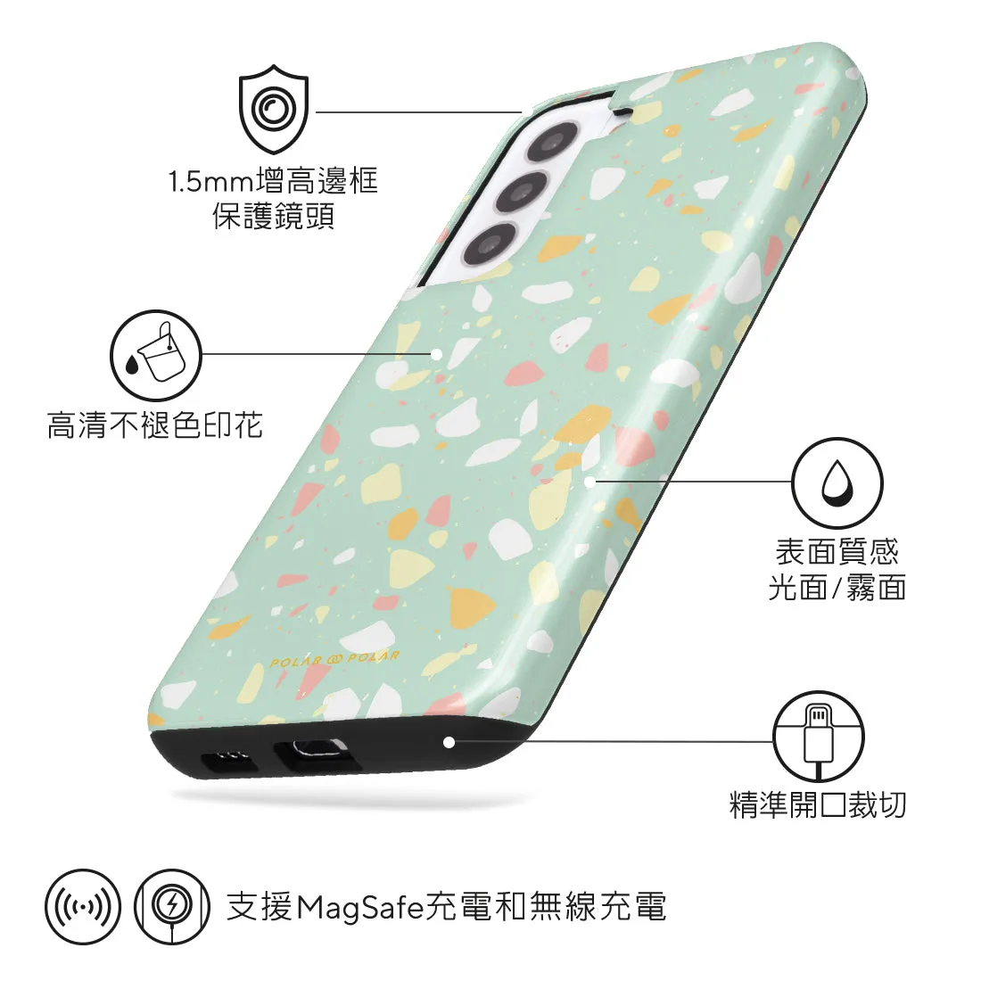 Mist Green Terrazzo Custom - Samsung Galaxy S22  5G Case
