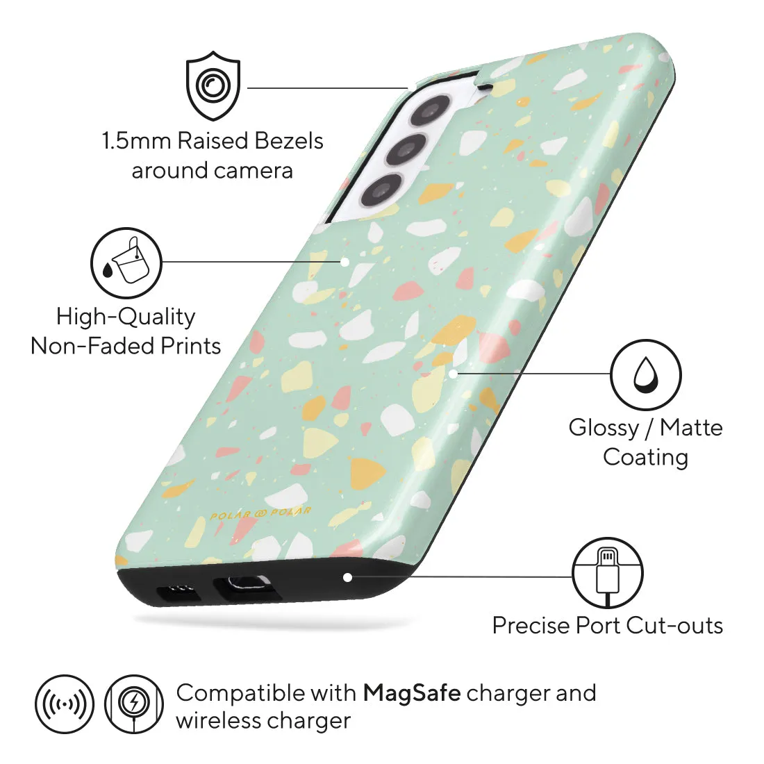 Mist Green Terrazzo Custom - Samsung Galaxy S22  5G Case