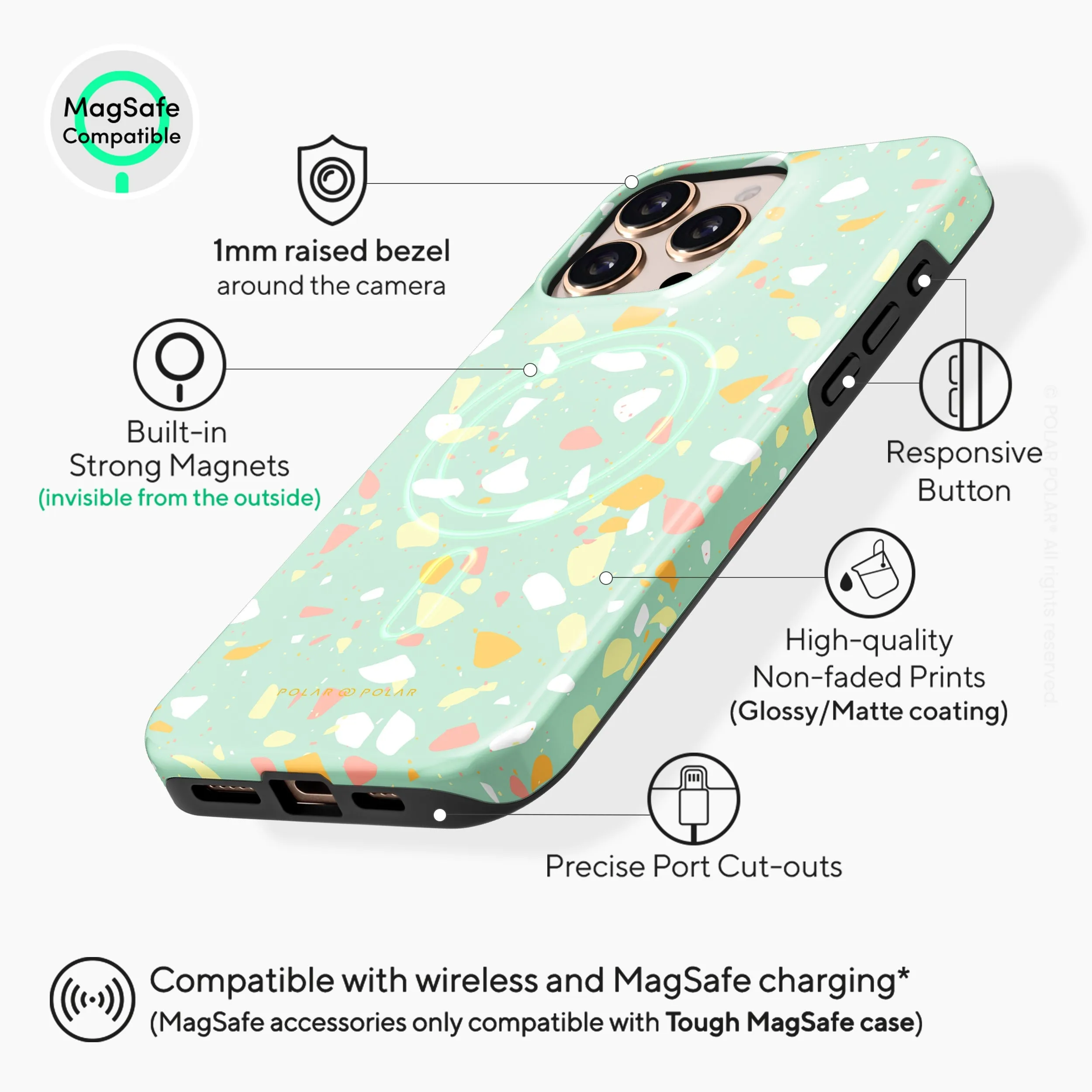 Mist Green Terrazzo - iPhone 16 Pro Max Case