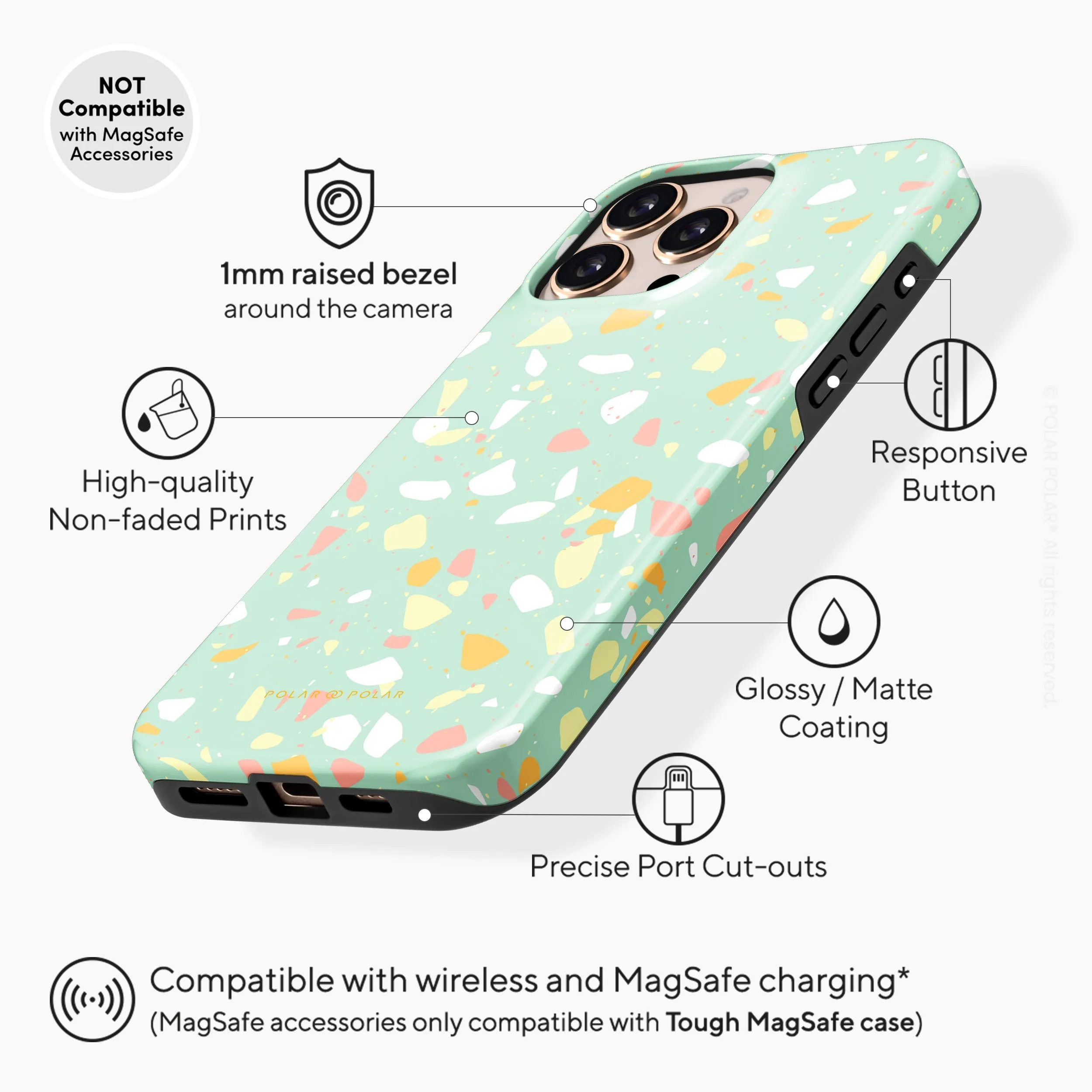 Mist Green Terrazzo - iPhone 16 Pro Max Case