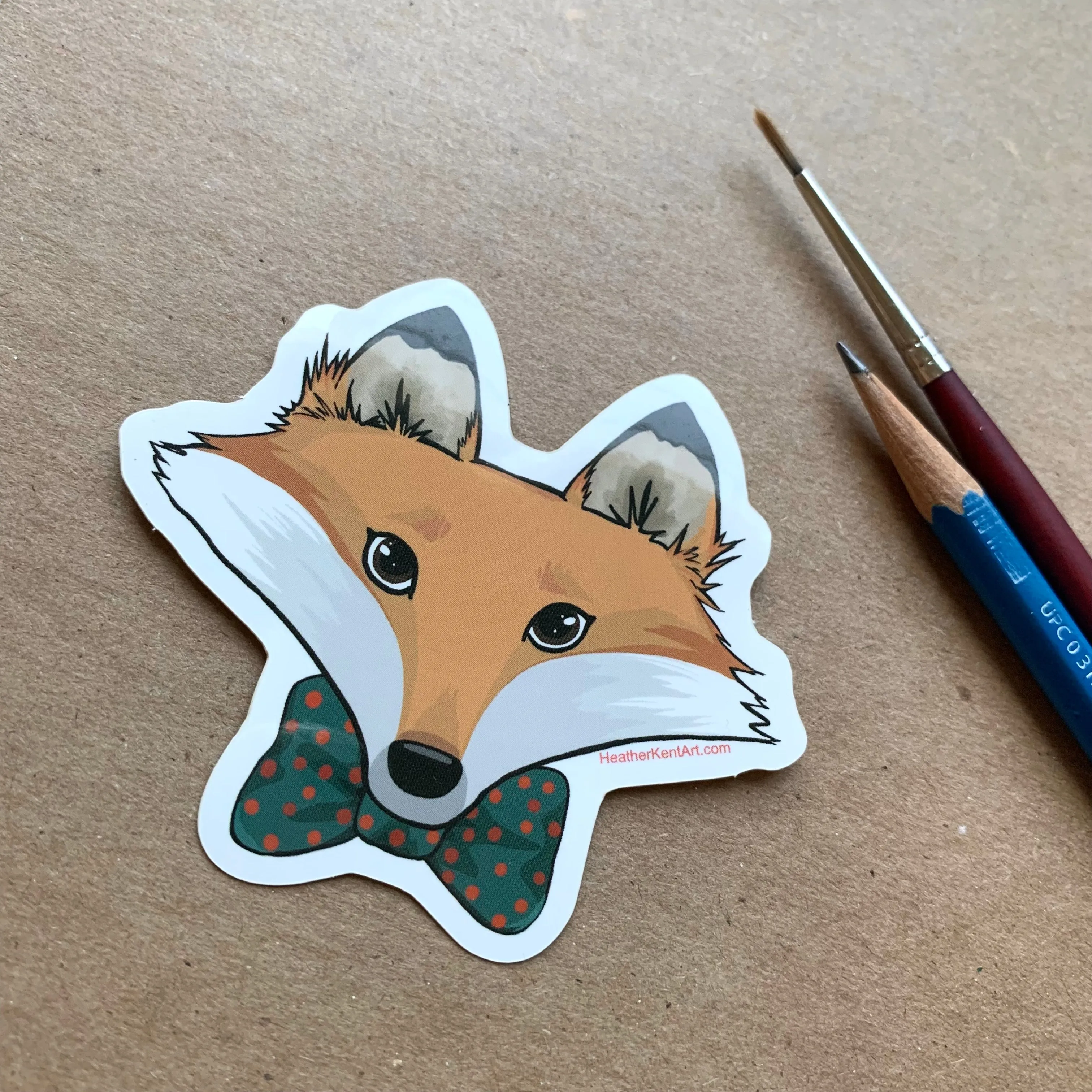 Mr Fox in a Bow Tie Vinyl Sticker, 3 inch, FREE SHIPPING