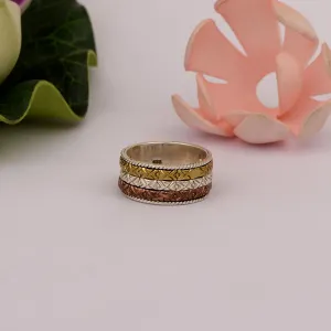 Multi Color Band Engraved Fidget Spinner Ring
