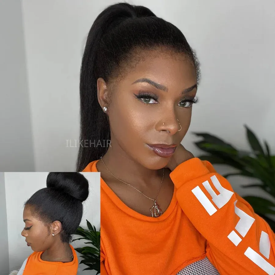 Natural 360 Lace Frontal Kinky Edges Ventilated Wig