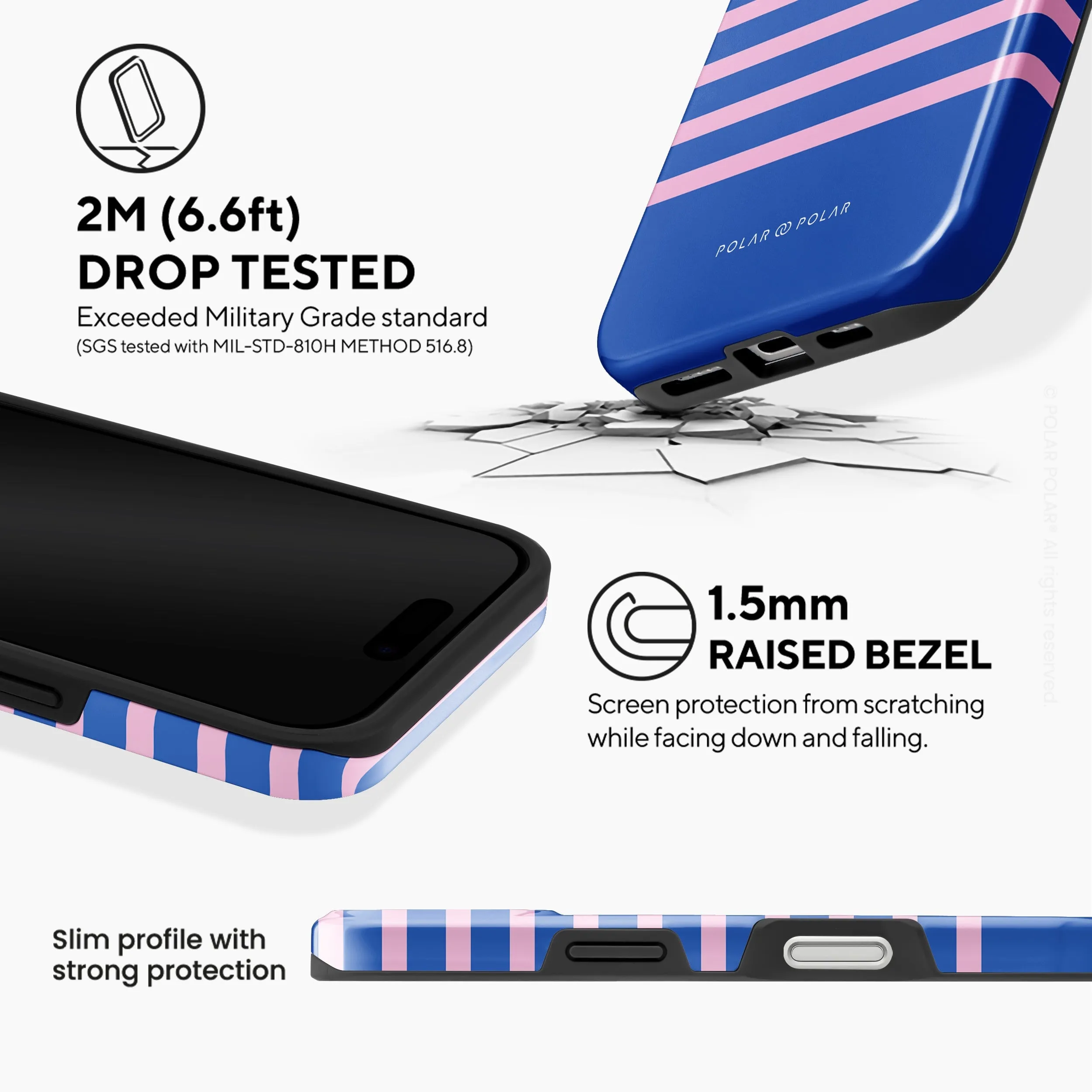 Navy Pink Stripe - iPhone 16 Case