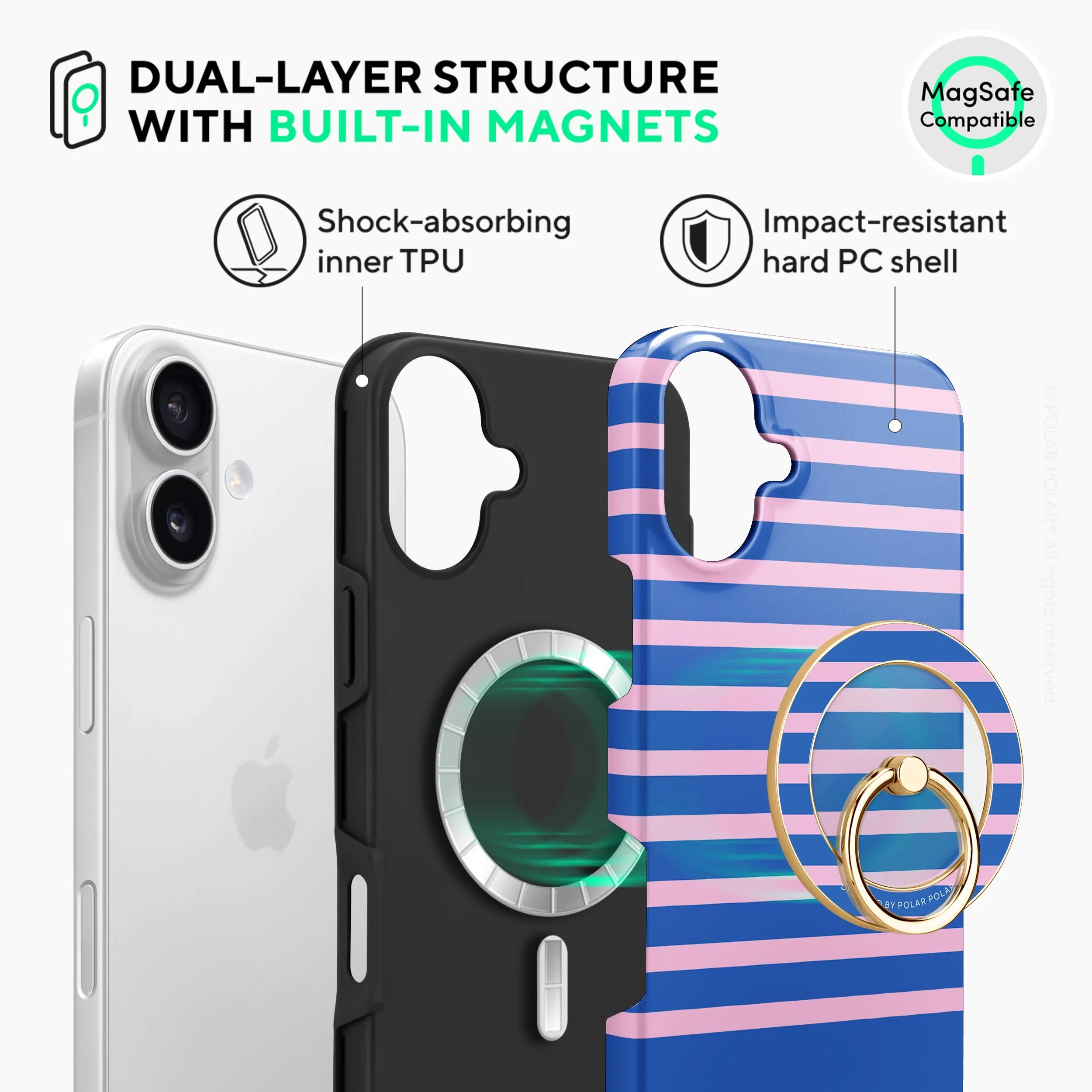 Navy Pink Stripe - iPhone 16 Case