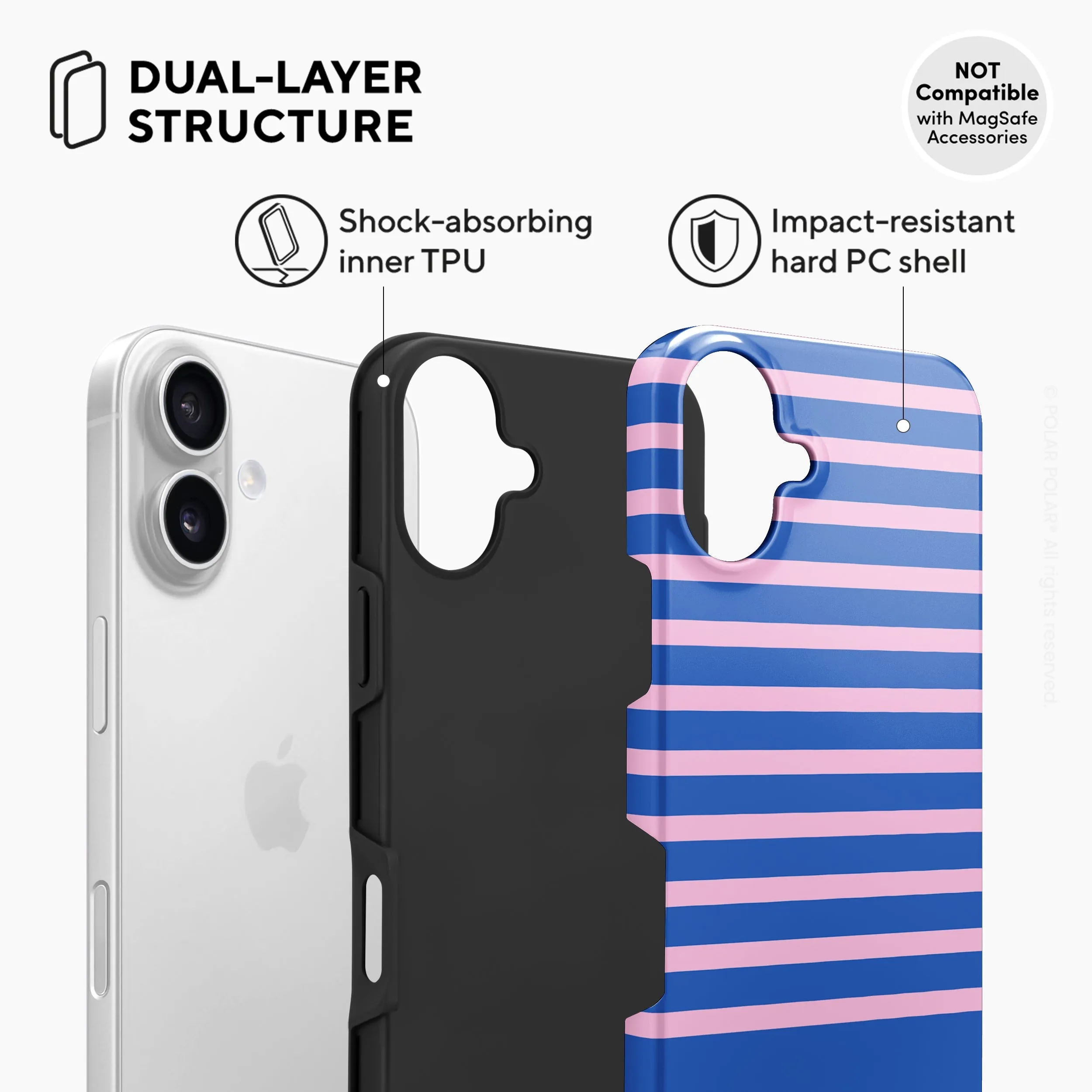 Navy Pink Stripe - iPhone 16 Case