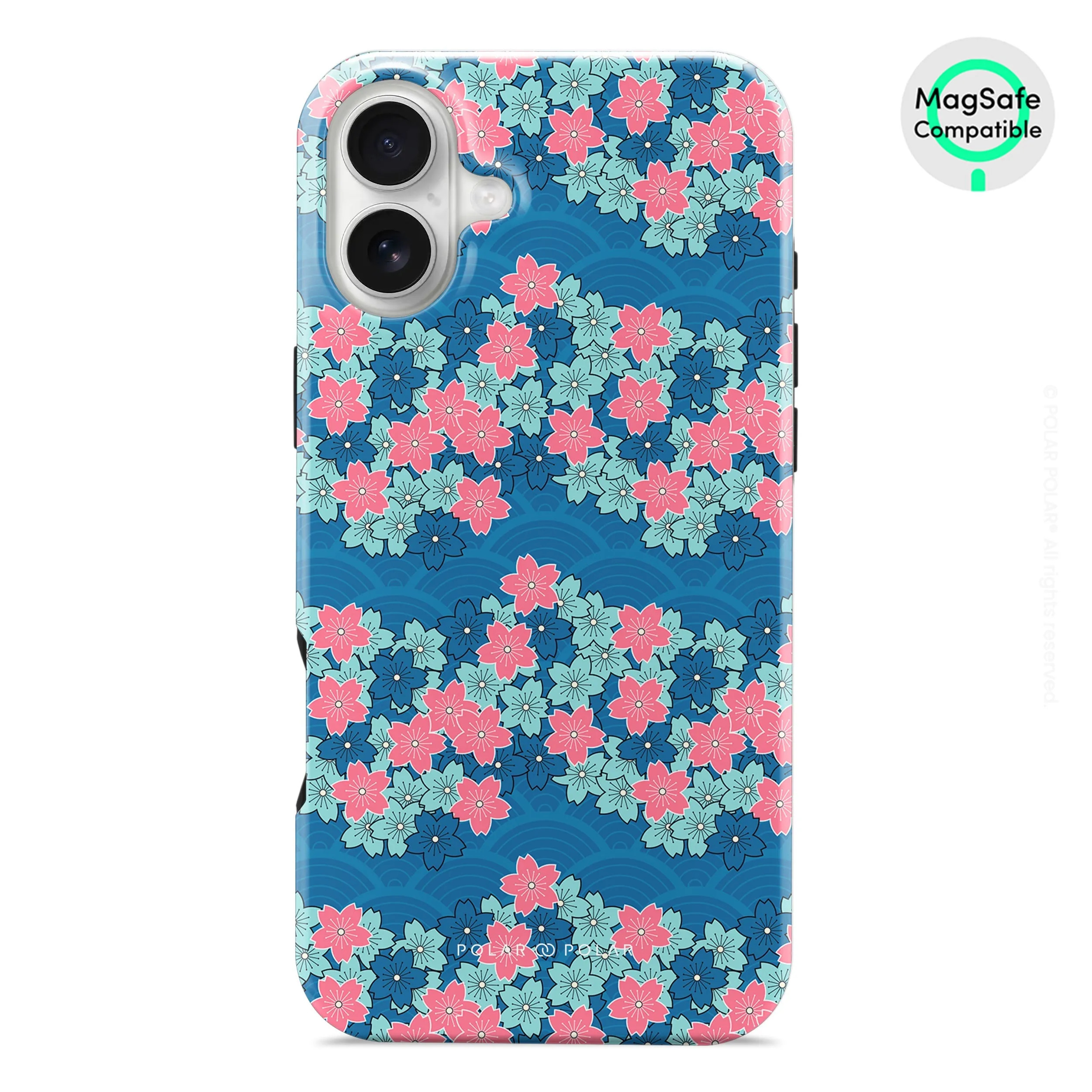 Navy Sakura Wave - iPhone 16 Plus Case