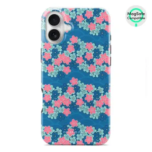 Navy Sakura Wave - iPhone 16 Plus Case