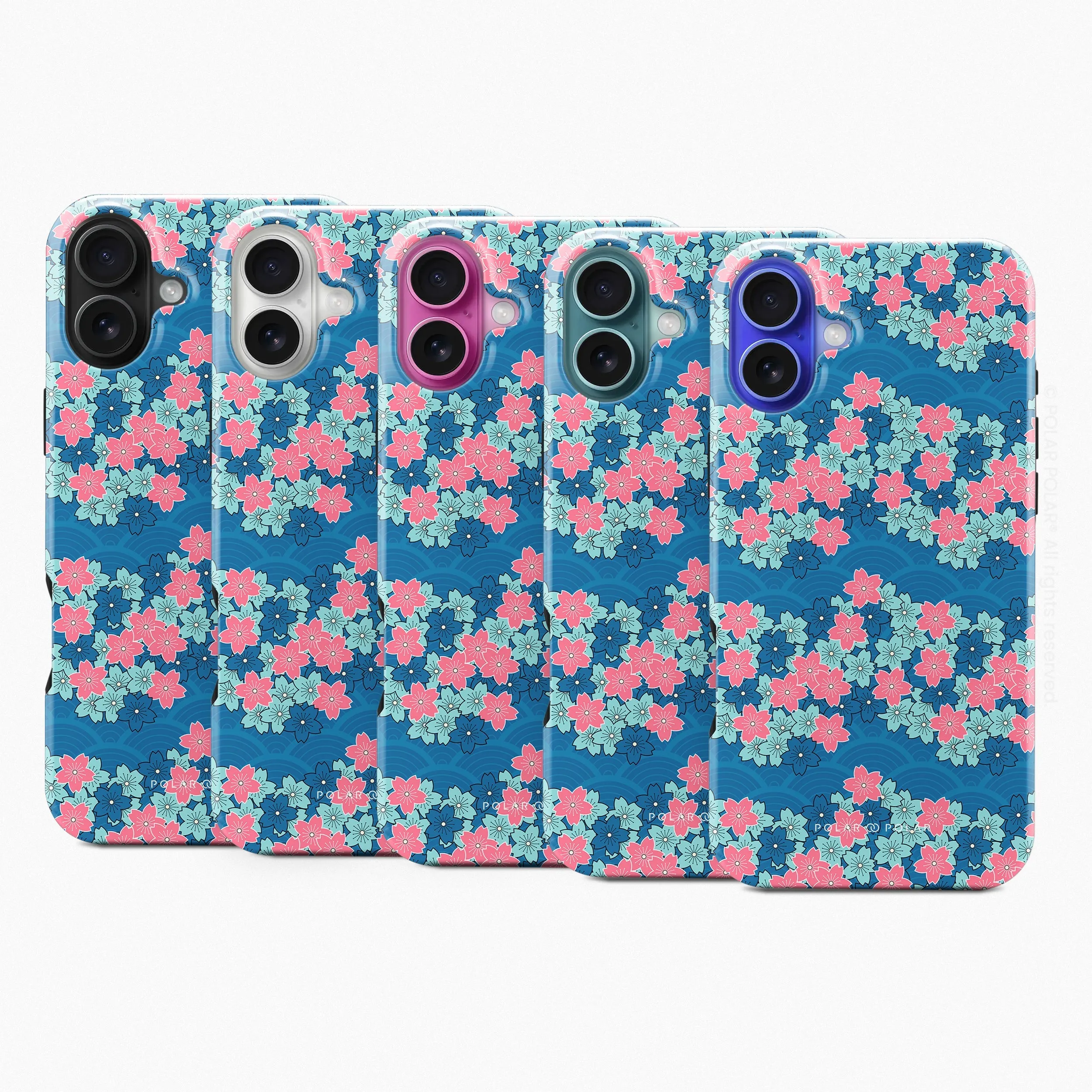 Navy Sakura Wave - iPhone 16 Plus Case