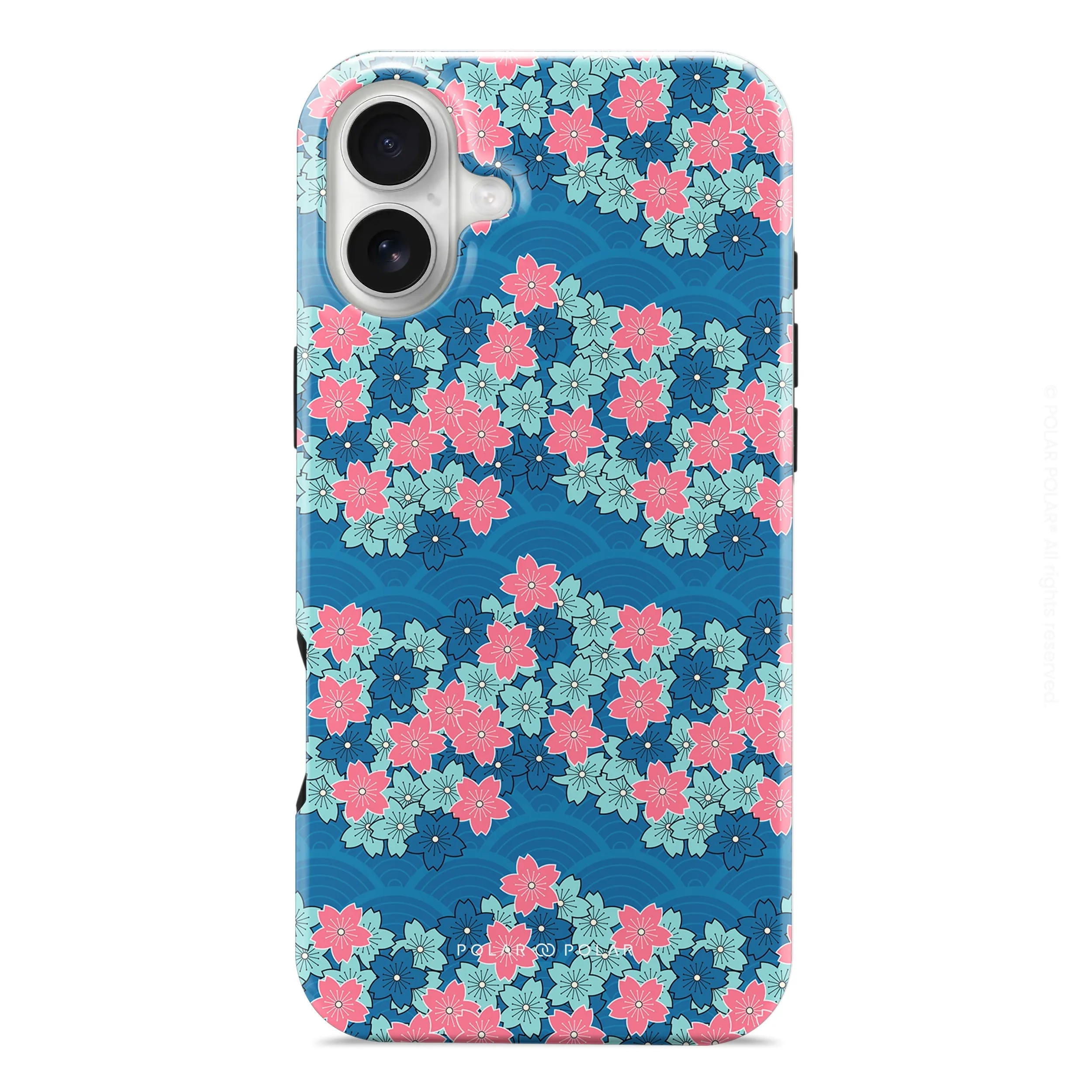 Navy Sakura Wave - iPhone 16 Plus Case
