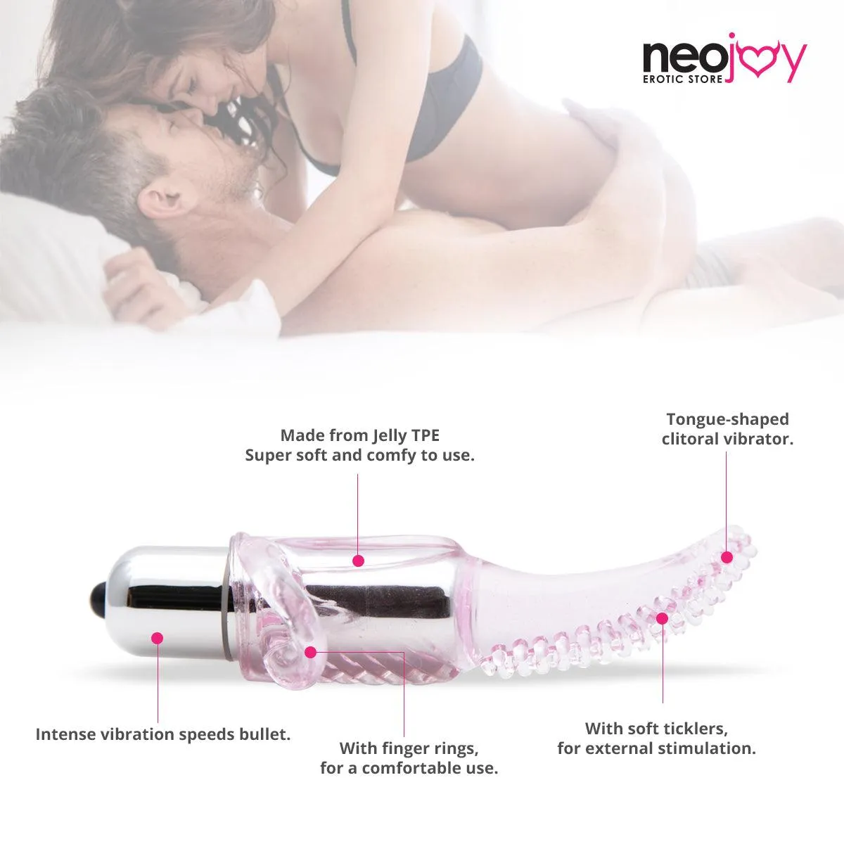 Neojoy Hot Spot Tickler - Masturbation Clitoral Vibrator - Jelly Tongue Bullet Vibrator for Women - Adult Sex Toy