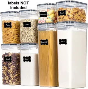 New Airtight Food Storage Containers with Lids, CHEFSTORY 8 PCS Plastic Storage Containers for Kitchen & Pantry Organization and Storage,Dry Food Canisters for Flour, Sugar and Cereal
