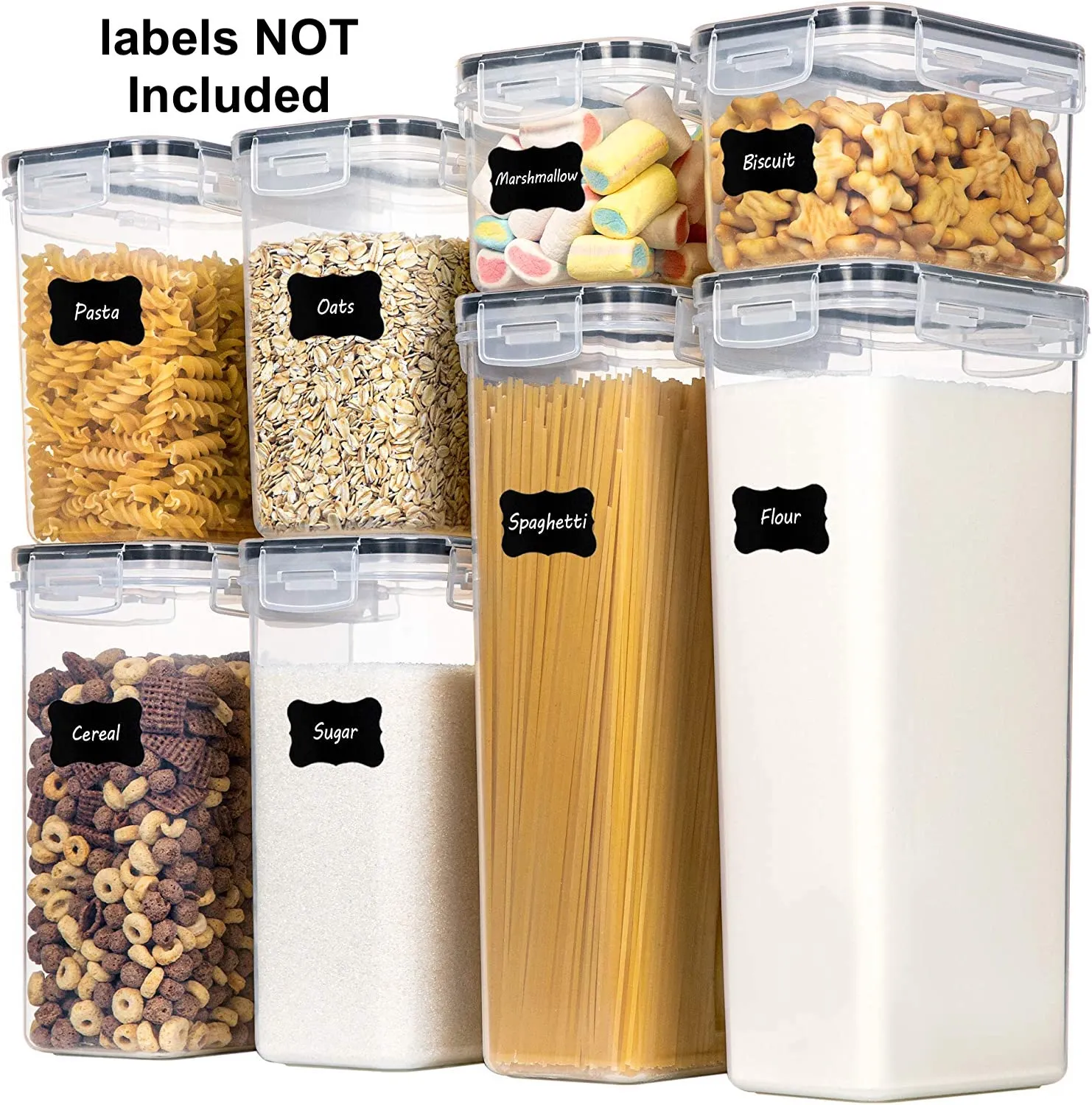 New Airtight Food Storage Containers with Lids, CHEFSTORY 8 PCS Plastic Storage Containers for Kitchen & Pantry Organization and Storage,Dry Food Canisters for Flour, Sugar and Cereal