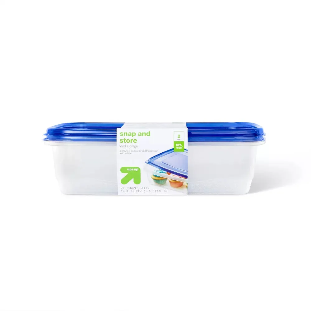 New Snap and Store Large Rectangle Food Storage Container - 2ct/128oz - up & up