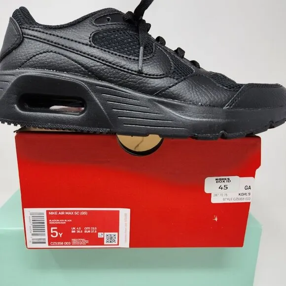Nike Air Max SC CZ5358 Black Gym Tennis Shoe Sneaker New Size 5Y