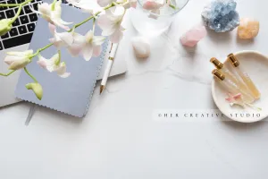 Notebook on Laptop with Crystals 2