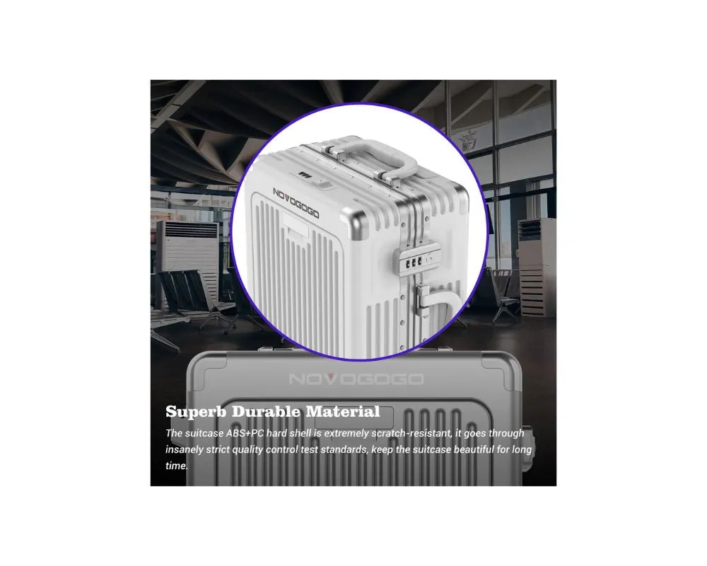 Novogogo Alumina Carry On Luggage Spinner Silver: Sleek, Durable, and Effortlessly Stylish