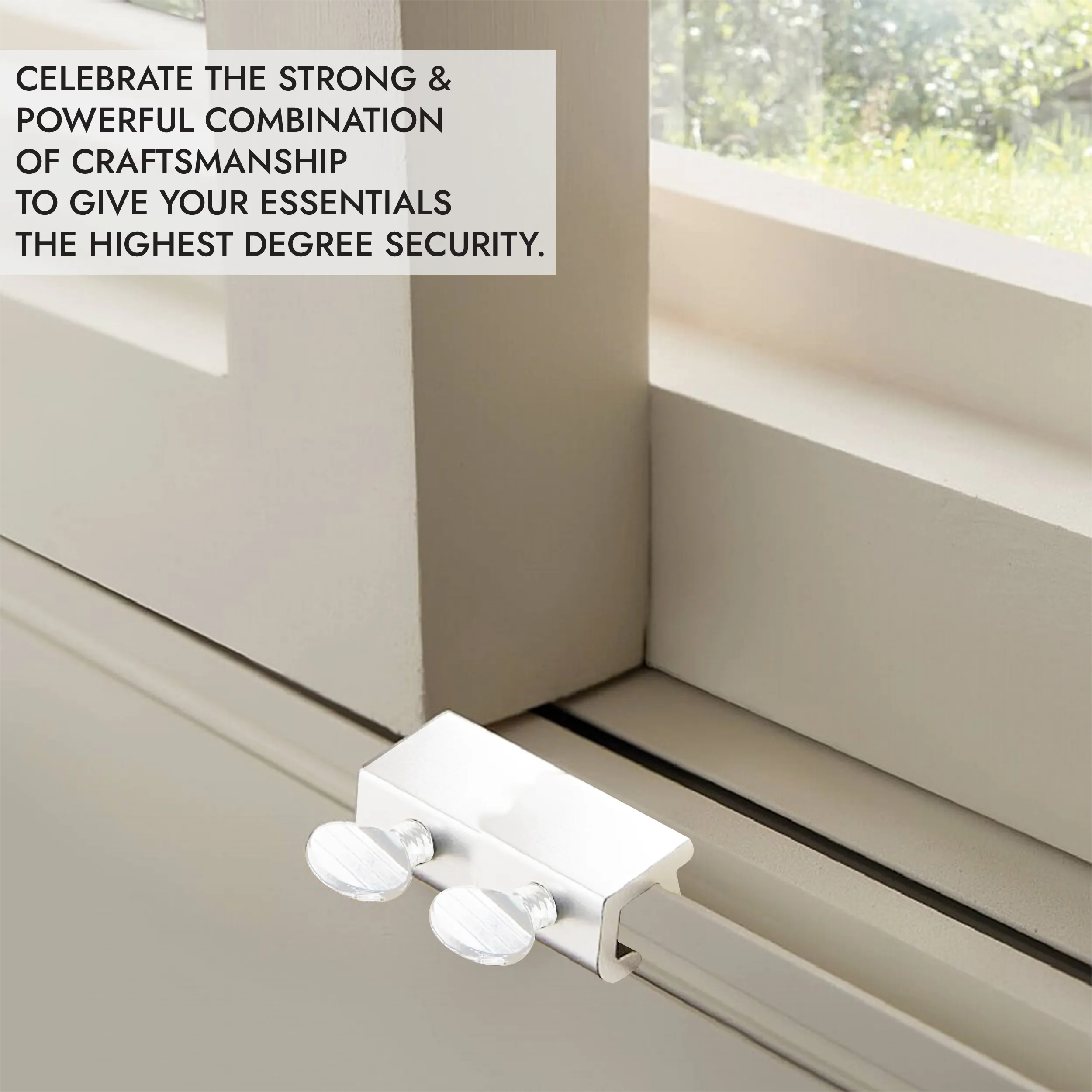 NU-SET Sliding Window Lock, Double Thumbscrew, White