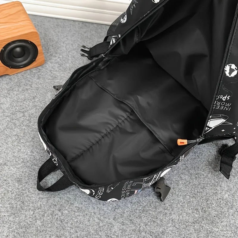 Nylon Student Backpack Casual Men Women Teens Zipper Close