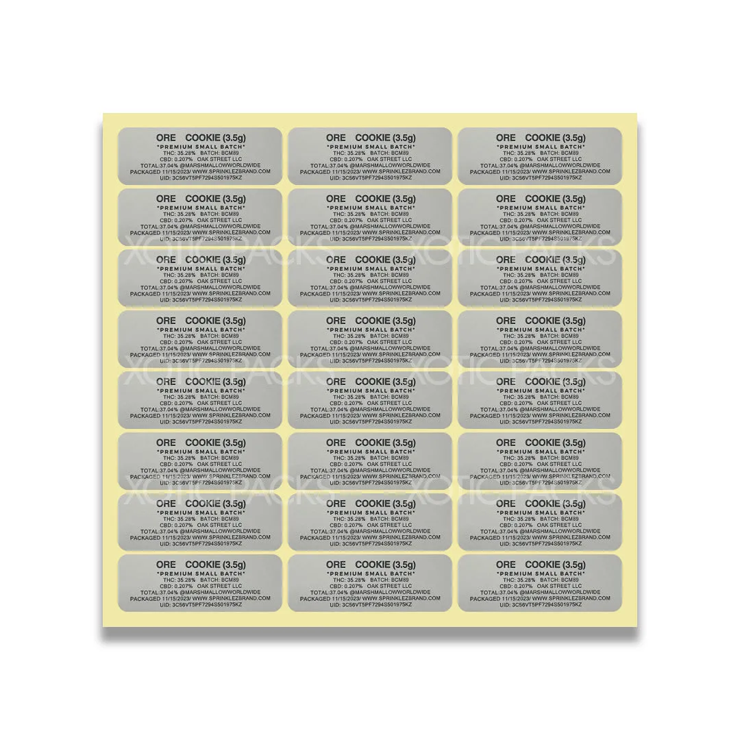 Ore Cookie Mylar Bag 3.5 Grams with Labels and Stickers