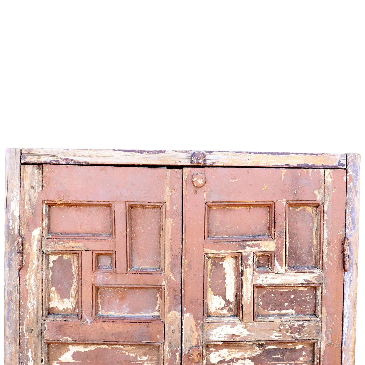 Pair of Spanish Baroque Style Painted Pine Paneled Window Shutters and Frame