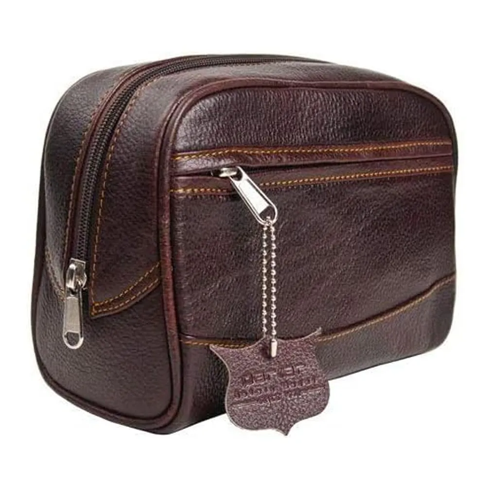 Parker Men’s Travel Toiletry Bag–Handmade Buffalo Leather Dopp Kit for Men–Full Size Waterproof Bag with Zippered Side Pockets Travel Toiletry Organizer